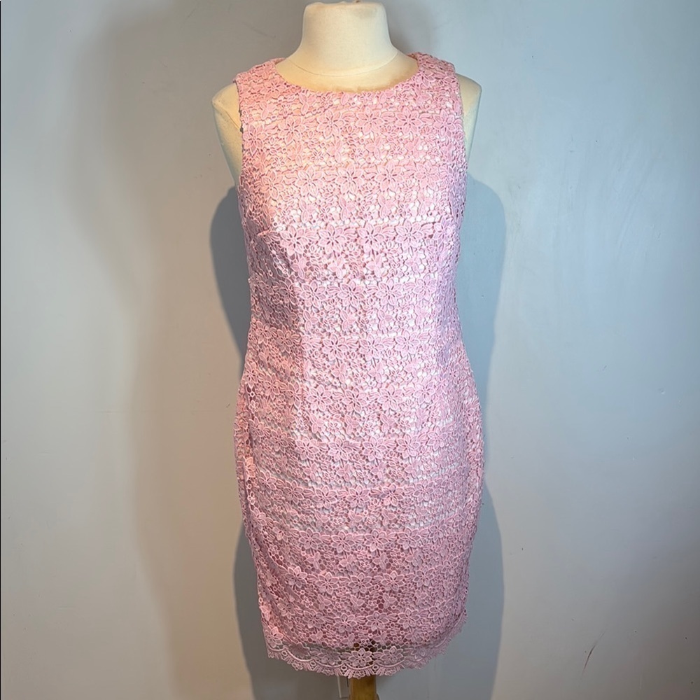 Vintage Damsel in a dress pink lace eyelet sleeveless open-back dress size 14